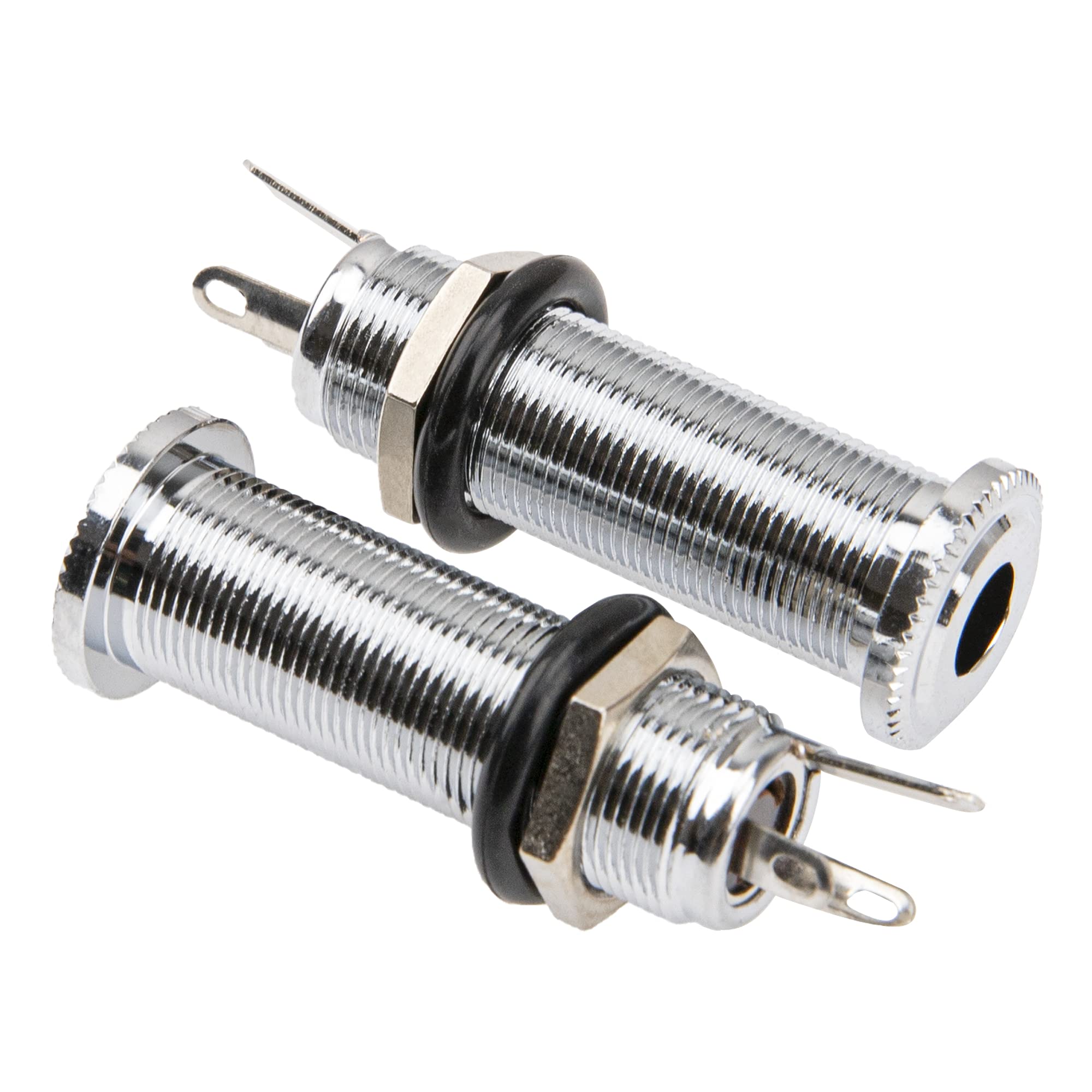 2Pcs Yootones Threaded Cylinder Output Jack Flush Mount Stereo Mono Jack Plug Sockets Compatible with Guitar EQ Pickup (Silver)